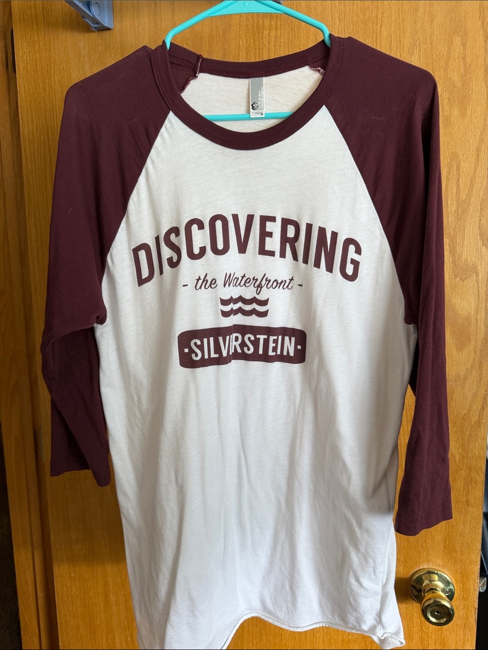 American Apparel White Tee with Maroon Trim